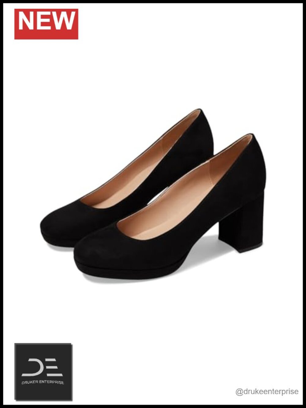 Bandolino Cooler Platform Block Heel Pumps Almond Toe Faux Suede Slip On 2.83"